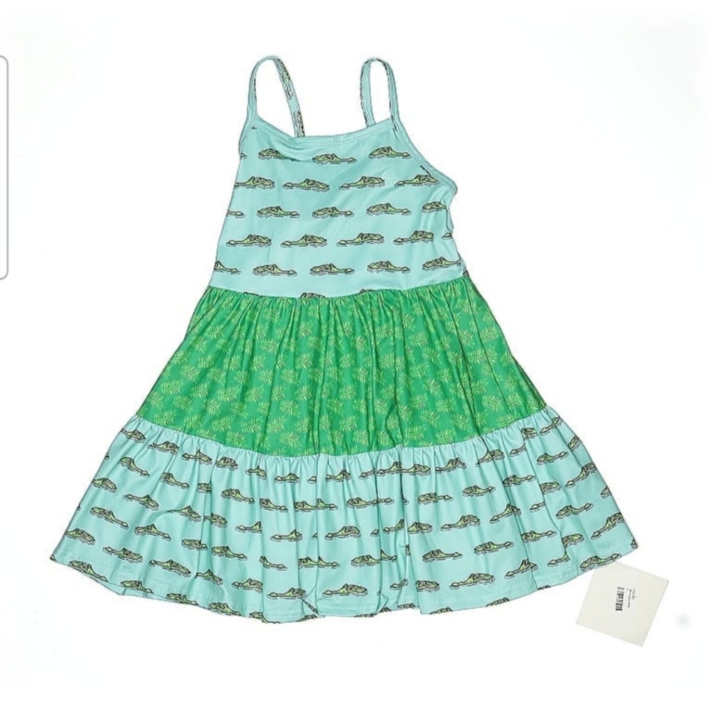 Kids Sleeveless Dress in Blue and Green